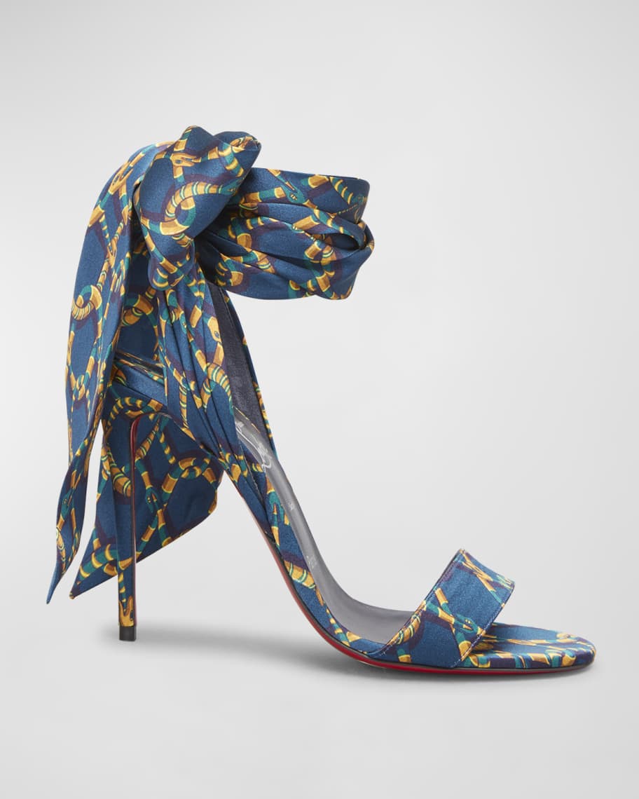 Christian Louboutin Sandale Du Desert Silk Ankle Tie Sandals
