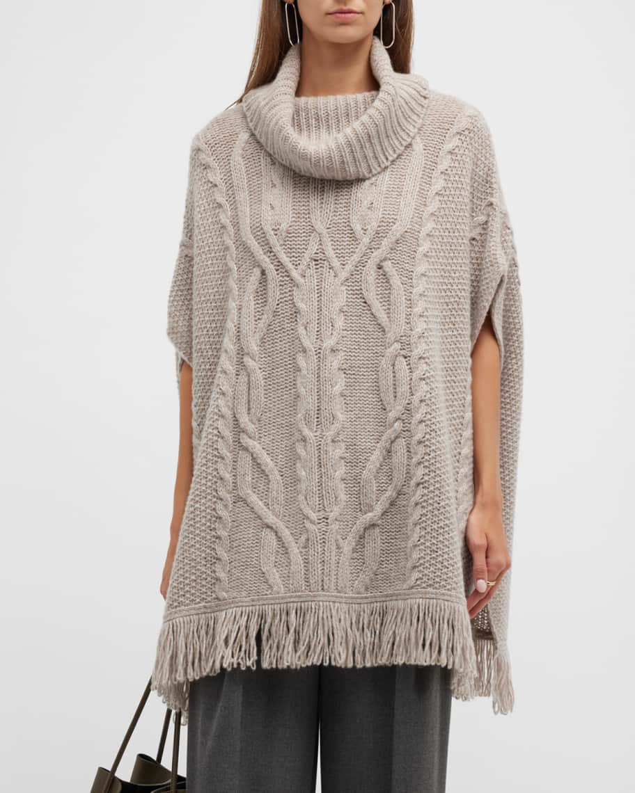 TSE Recycled Cashmere Cable-Knit Poncho