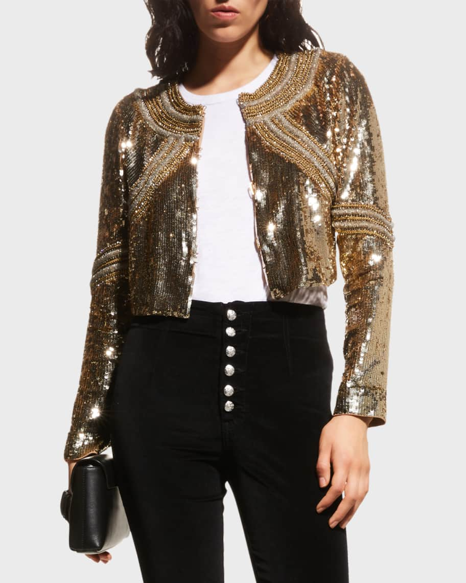 Louis Vuitton Gold Velvet Zip Front Cropped Jacket S Louis Vuitton