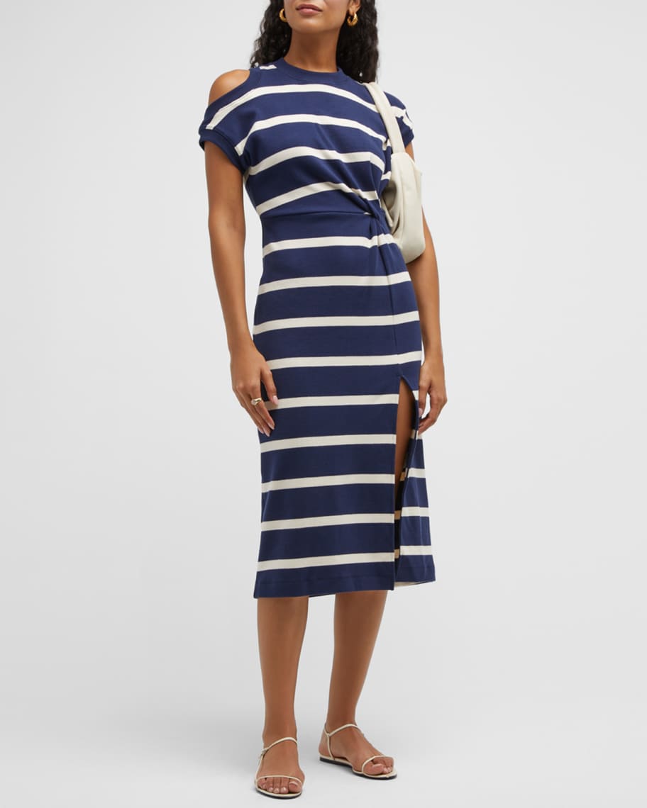 Taylor - 8015M Split Neck Stripe Dress main image 1