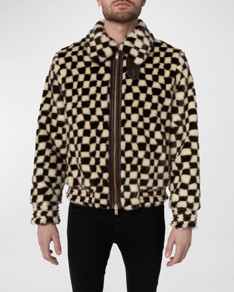 Checkerboard bomber jacket sales