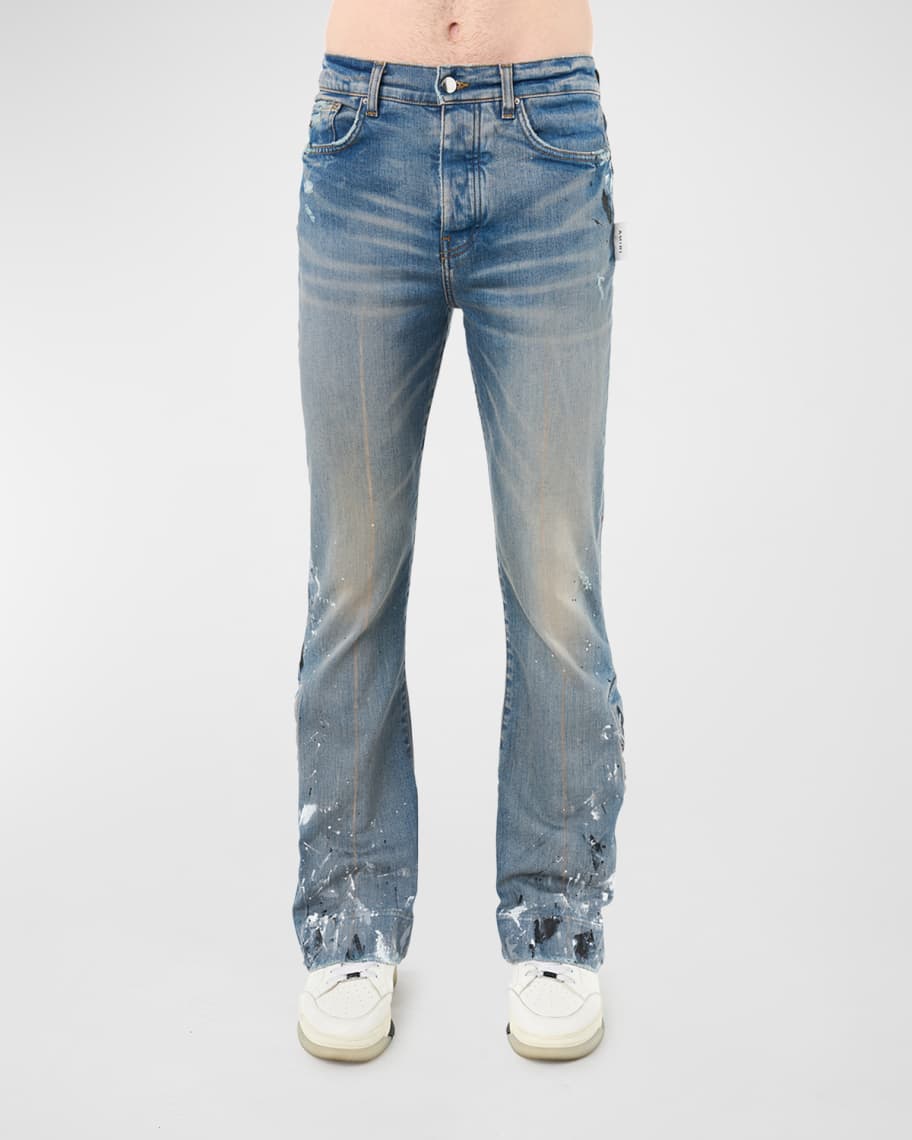 Amiri Men's Paint-Splatter Flare Jeans | Neiman Marcus