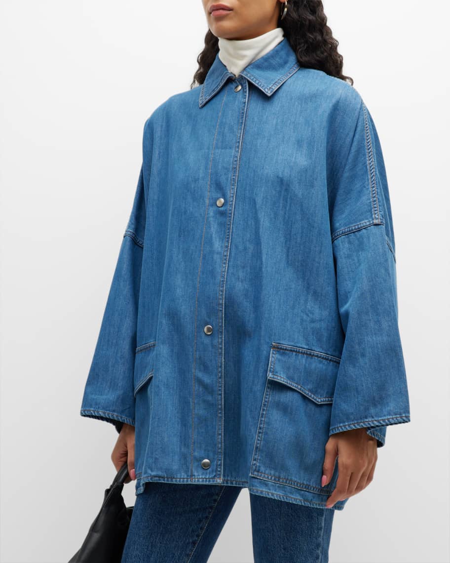 Toteme Oversized Denim Shirt Jacket | Neiman Marcus
