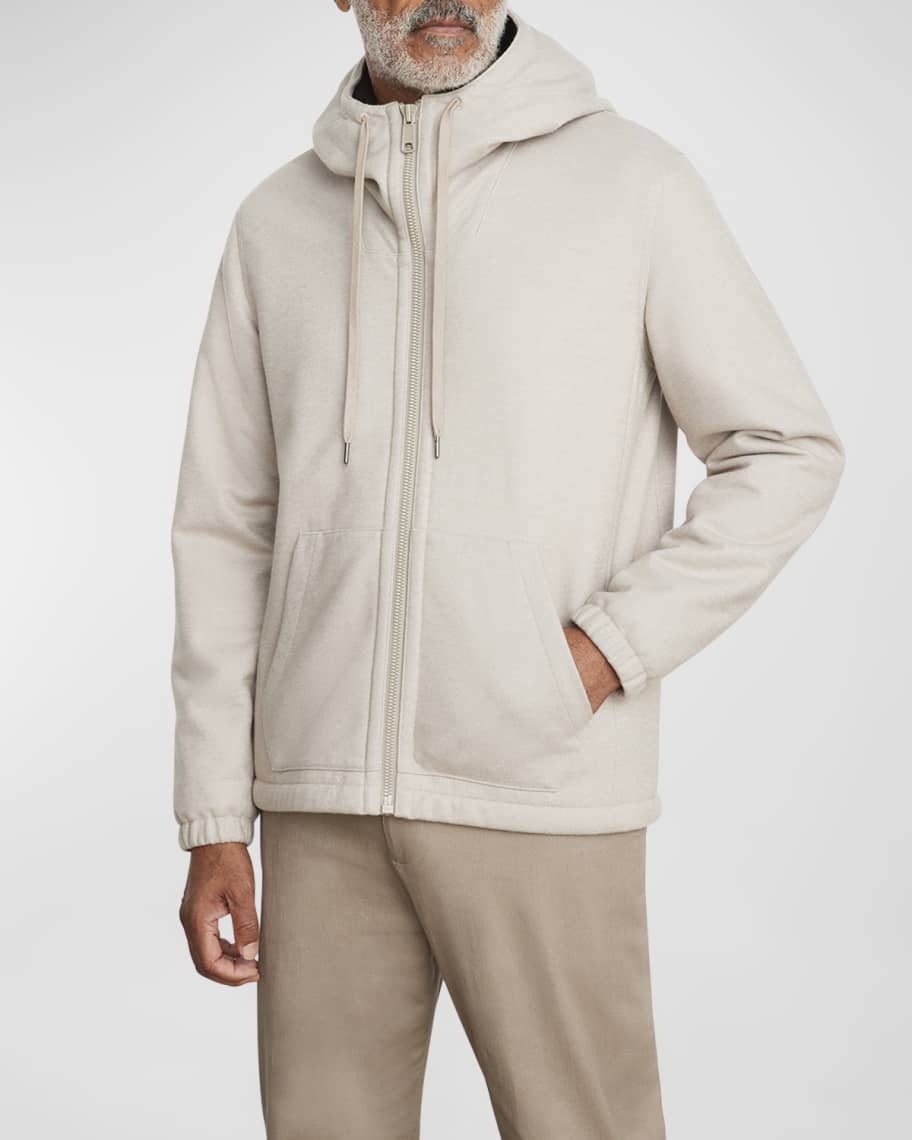 Vince Men's Sherpa-Lined Hooded Knit Jacket | Neiman Marcus