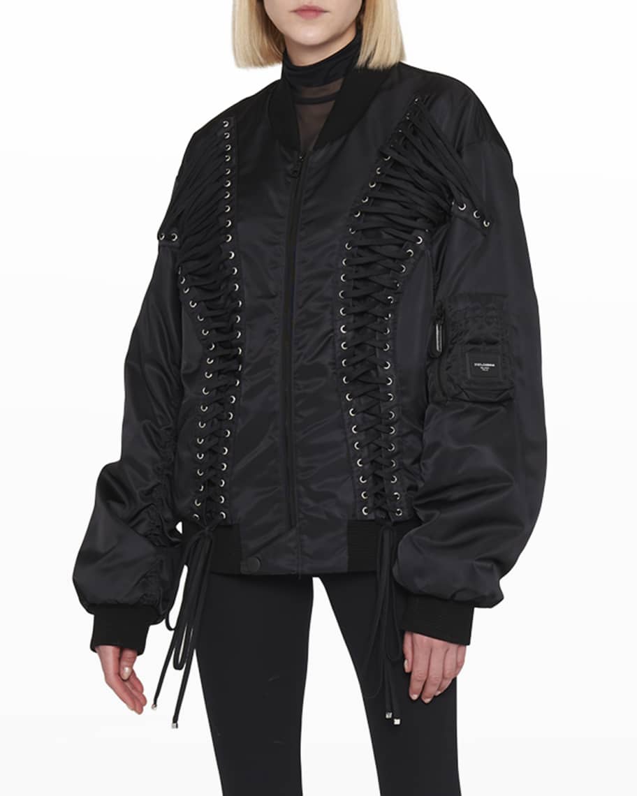 Lace up bomber jacket new arrivals
