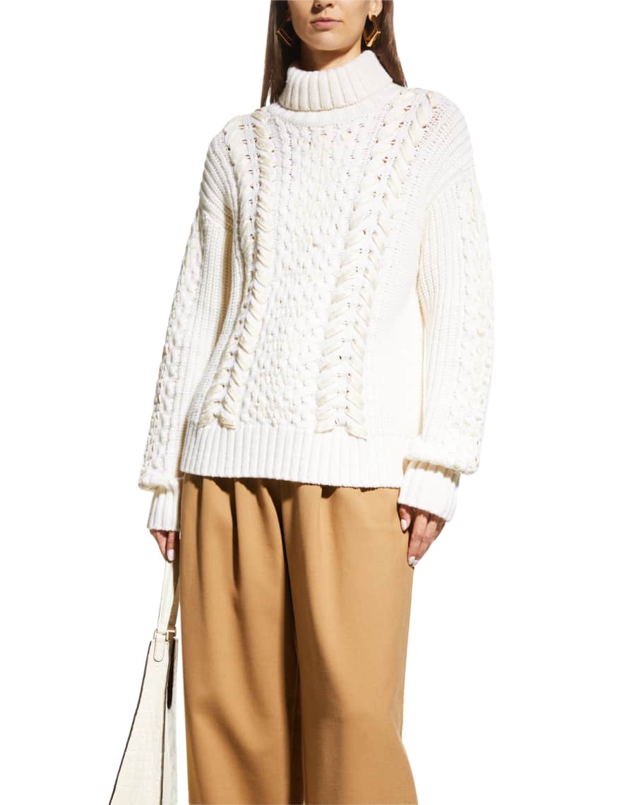 Jason Wu Ribbon Merino Wool Turtleneck Sweater | Neiman Marcus