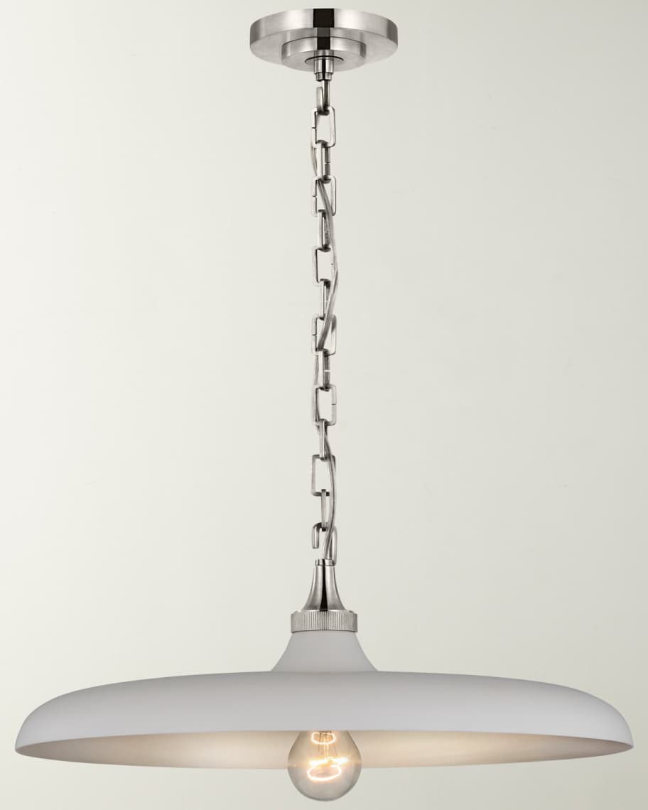 Thomas O'Brien for Visual Comfort Signature Piatto Antiqued Brass Pendant Light, 18"Dia ...