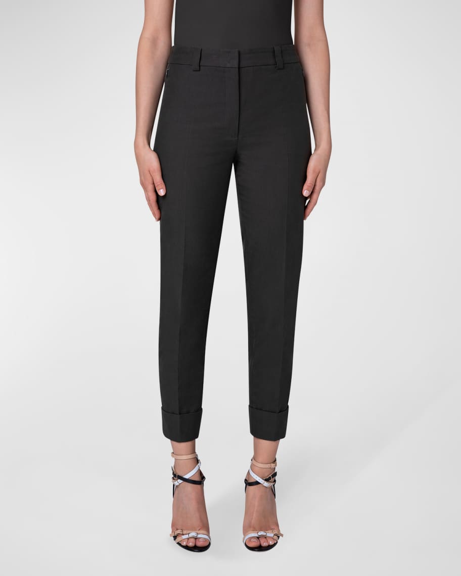 Akris Maxima Conical-Leg Roll-Cuff Ankle Pants | Neiman Marcus