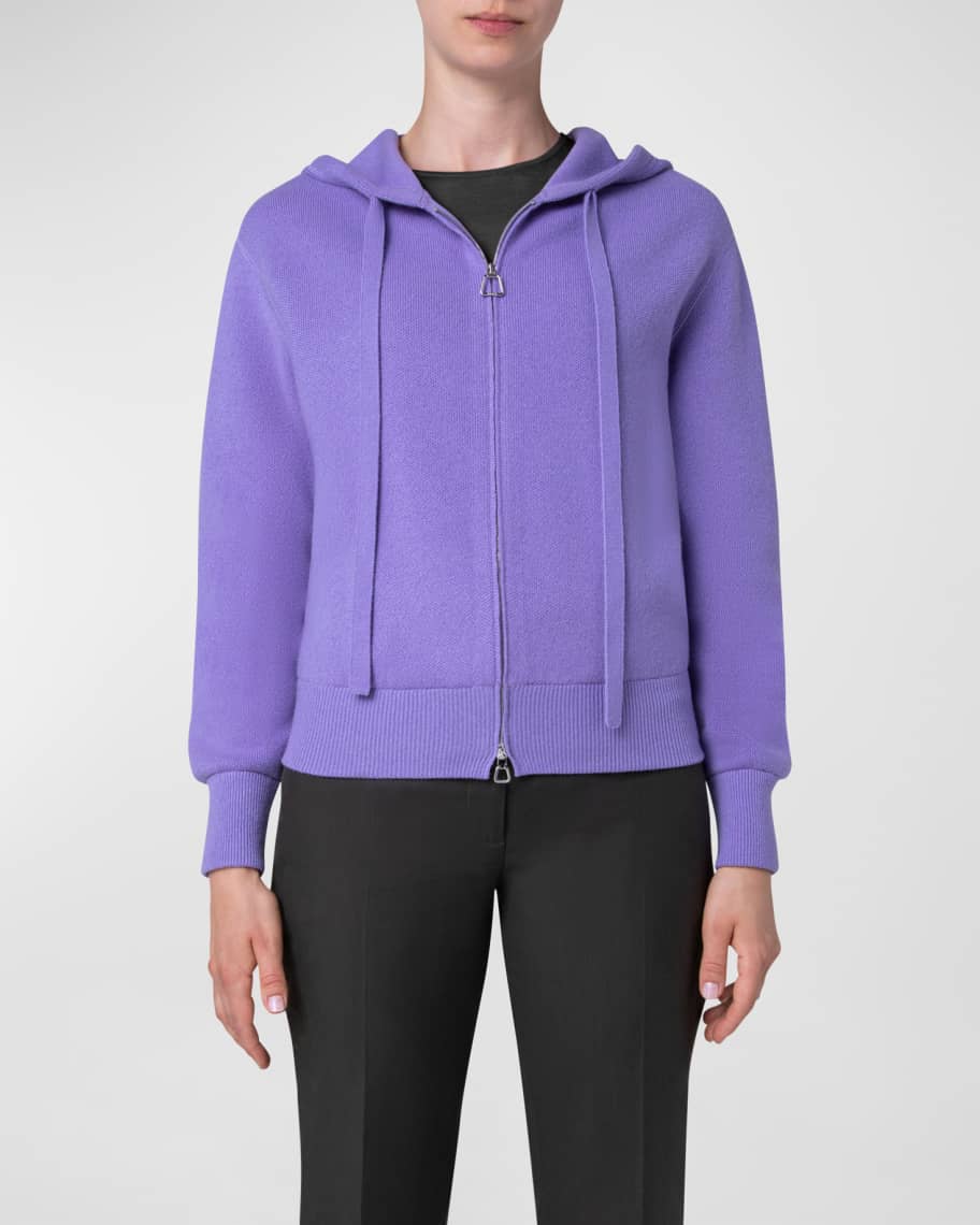 Akris Cashmere Pique-Knit Zip-Up Hoodie Neiman Marcus