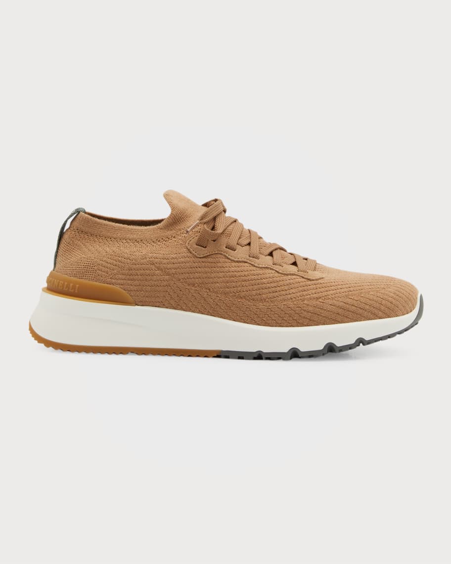 Brunello Cucinelli Men's Stretch-Knit Runner Sneakers