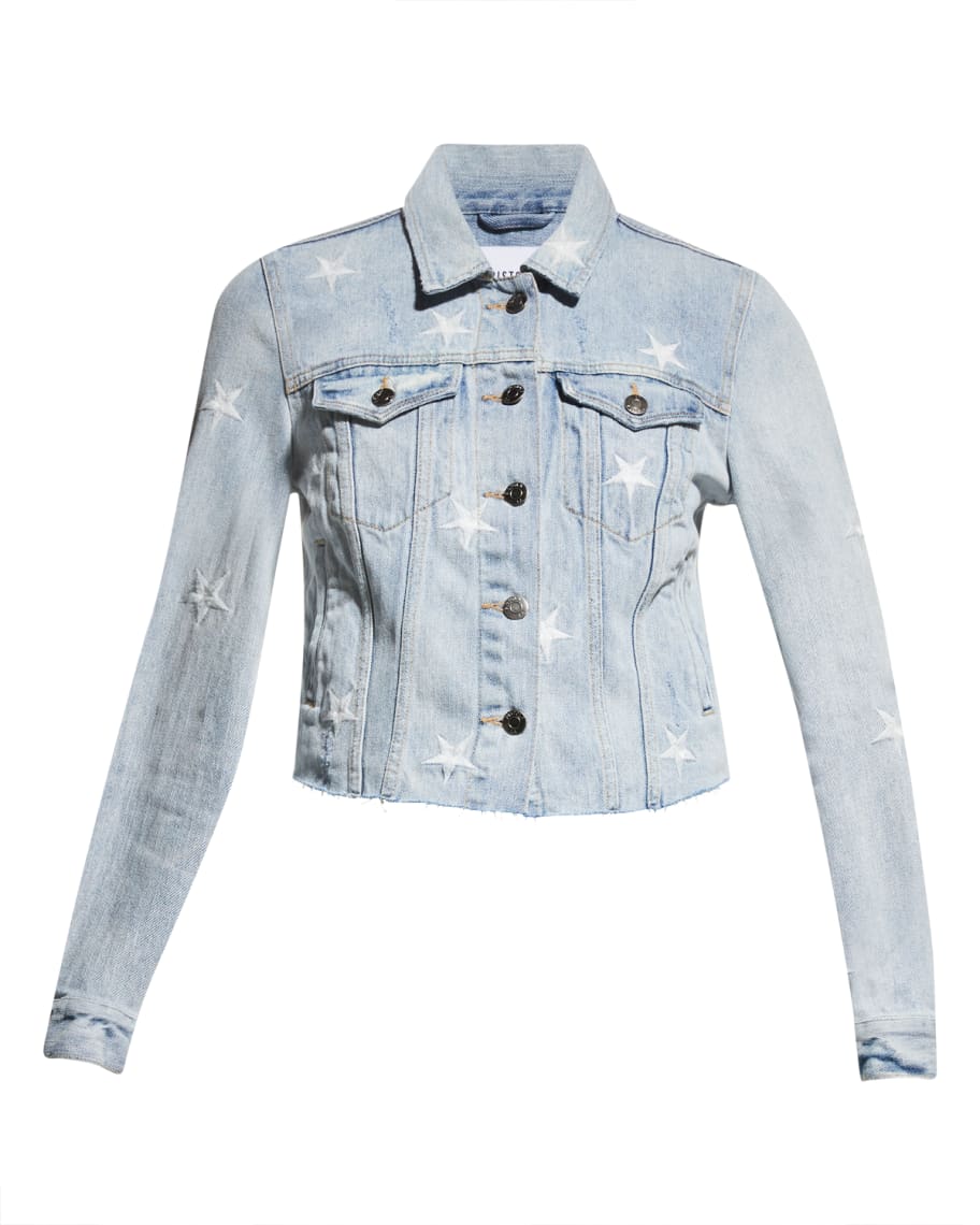 PISTOLA Brando Star-Embroidered Denim Jacket | Neiman Marcus