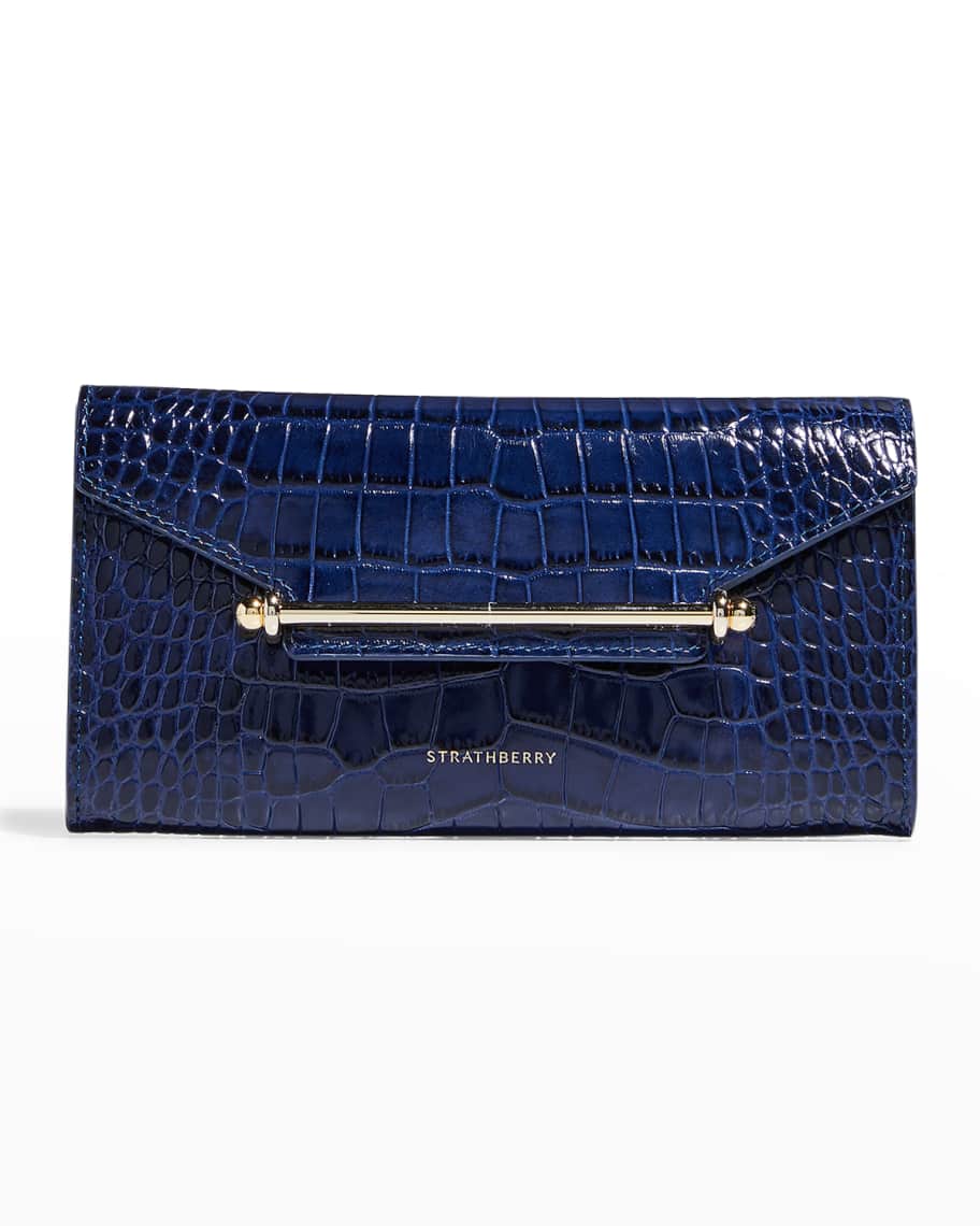 STRATHBERRY Multrees Croc-Embossed Flap Wallet on Chain | Neiman Marcus