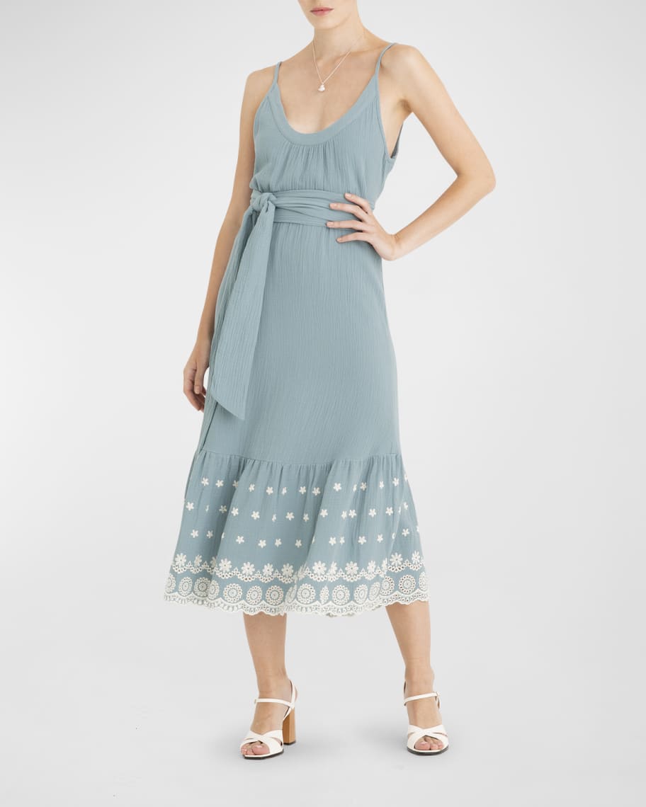 Secret Mission Anita Embroidered Midi Dress | Neiman Marcus