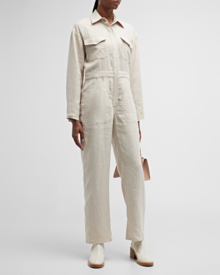 Rivet Utility Powerhouse Linen Utility Jumpsuit Neiman Marcus