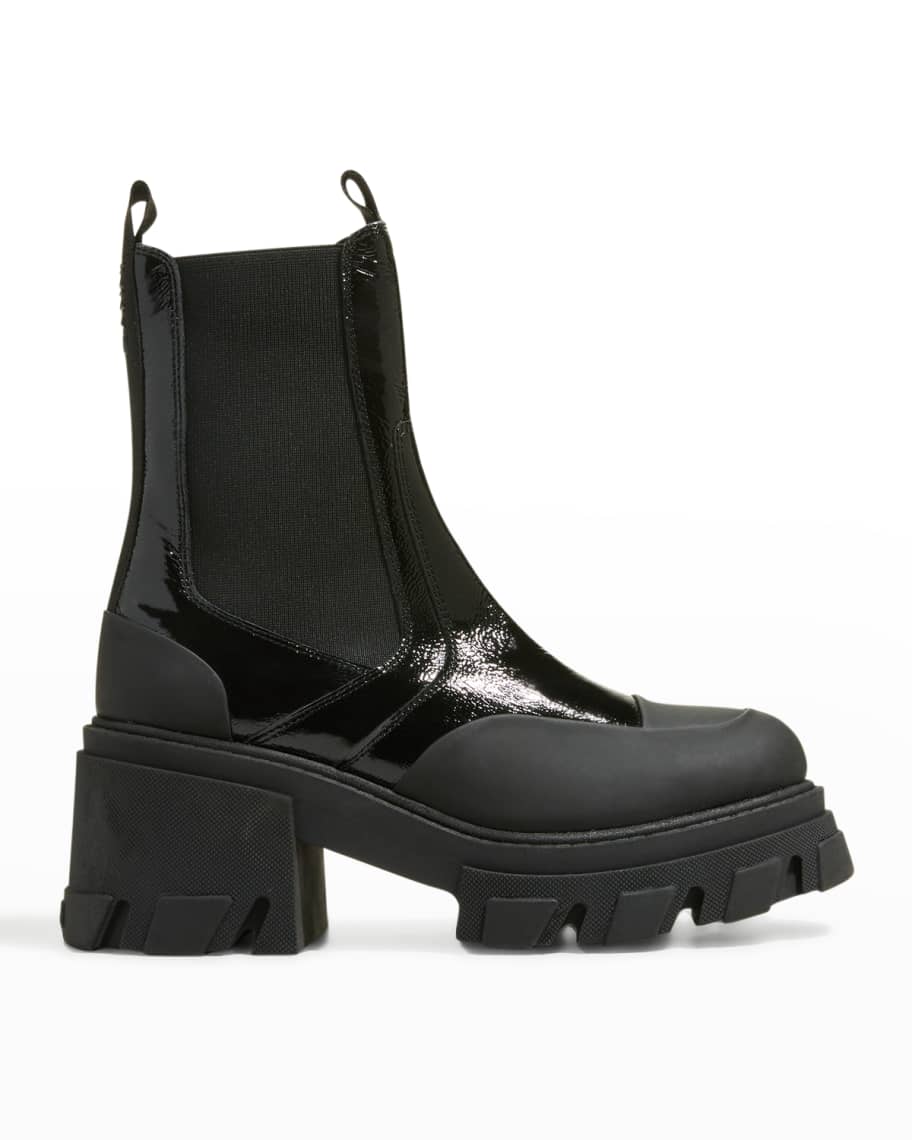 Ganni Shiny Calfskin Chelsea Boots Neiman Marcus