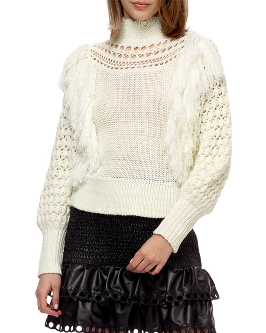 Fringe turtleneck sweater
