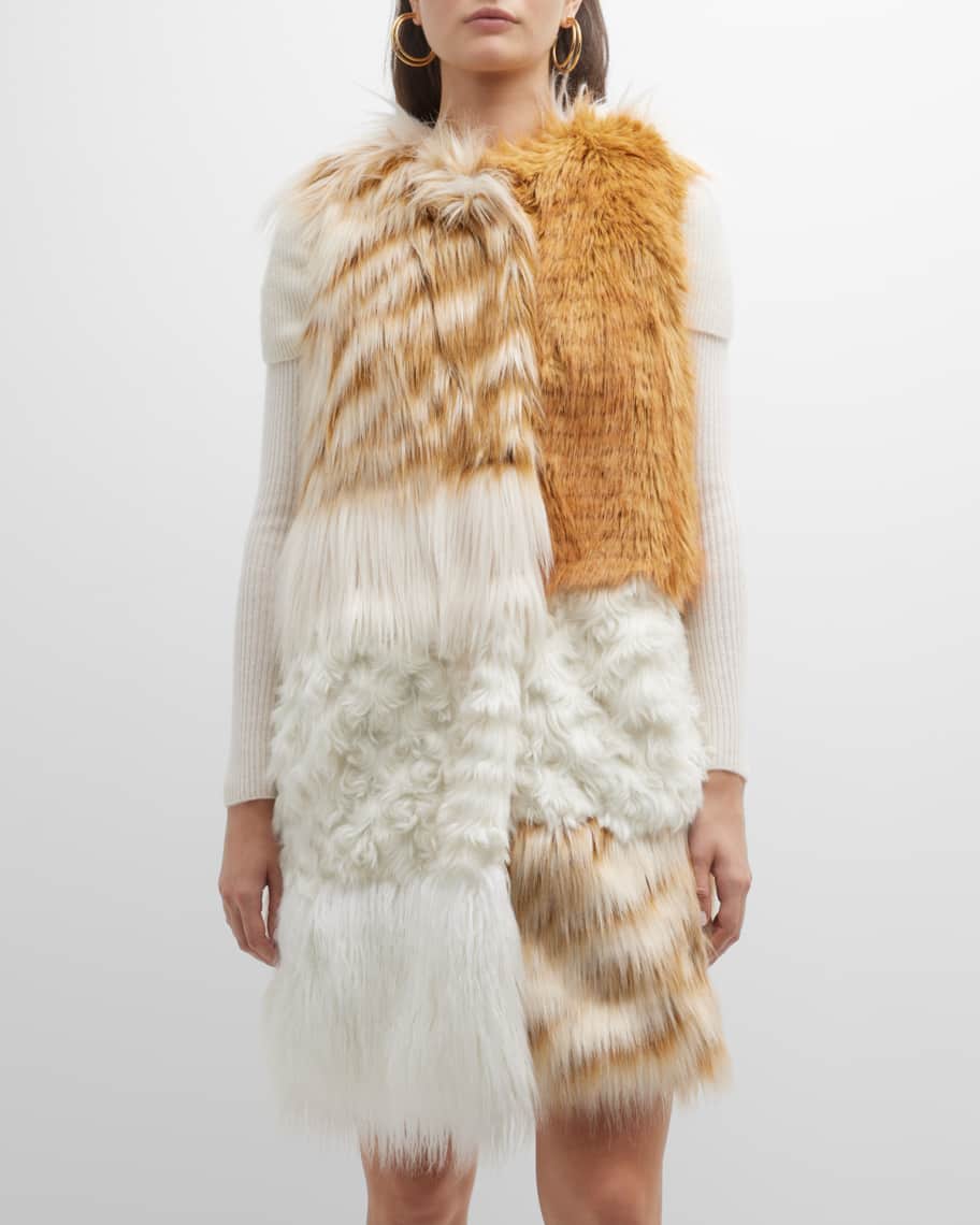 MY WHITE エコロジカルファー ジレ ブラウン U MY WHITE エコロジカル