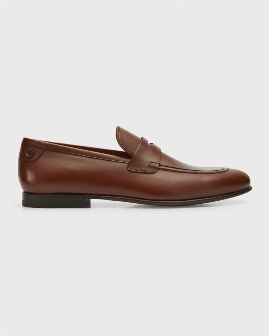 Ferragamo Men's Goya Almond Toe Leather Penny Loafers | Neiman Marcus