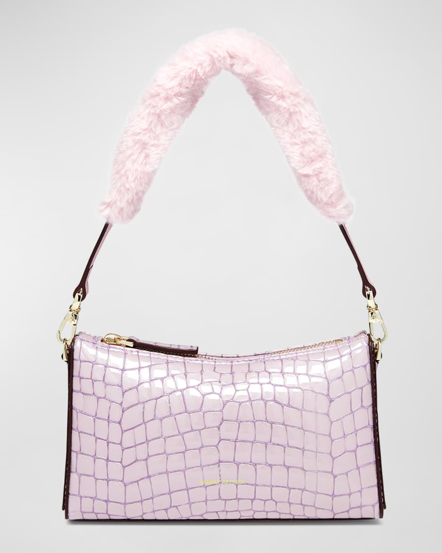 MANU ATELIER Mini Prism CrocEmbossed Shoulder Bag Neiman Marcus