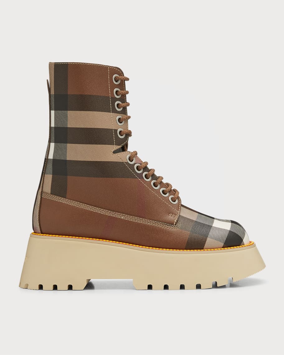 Burberry Mason Check Platform Hiker Boots Neiman Marcus