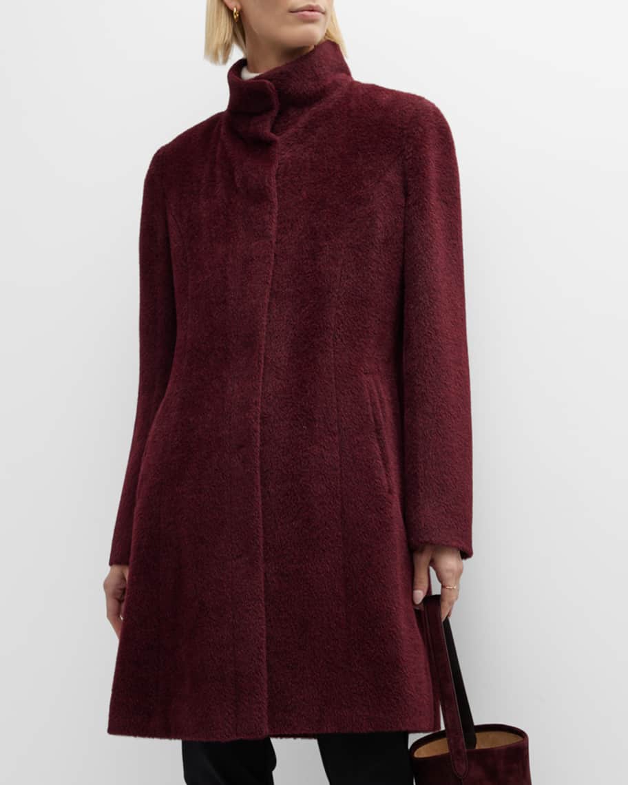Sofia Cashmere Alpaca Snap Button Coat Neiman Marcus