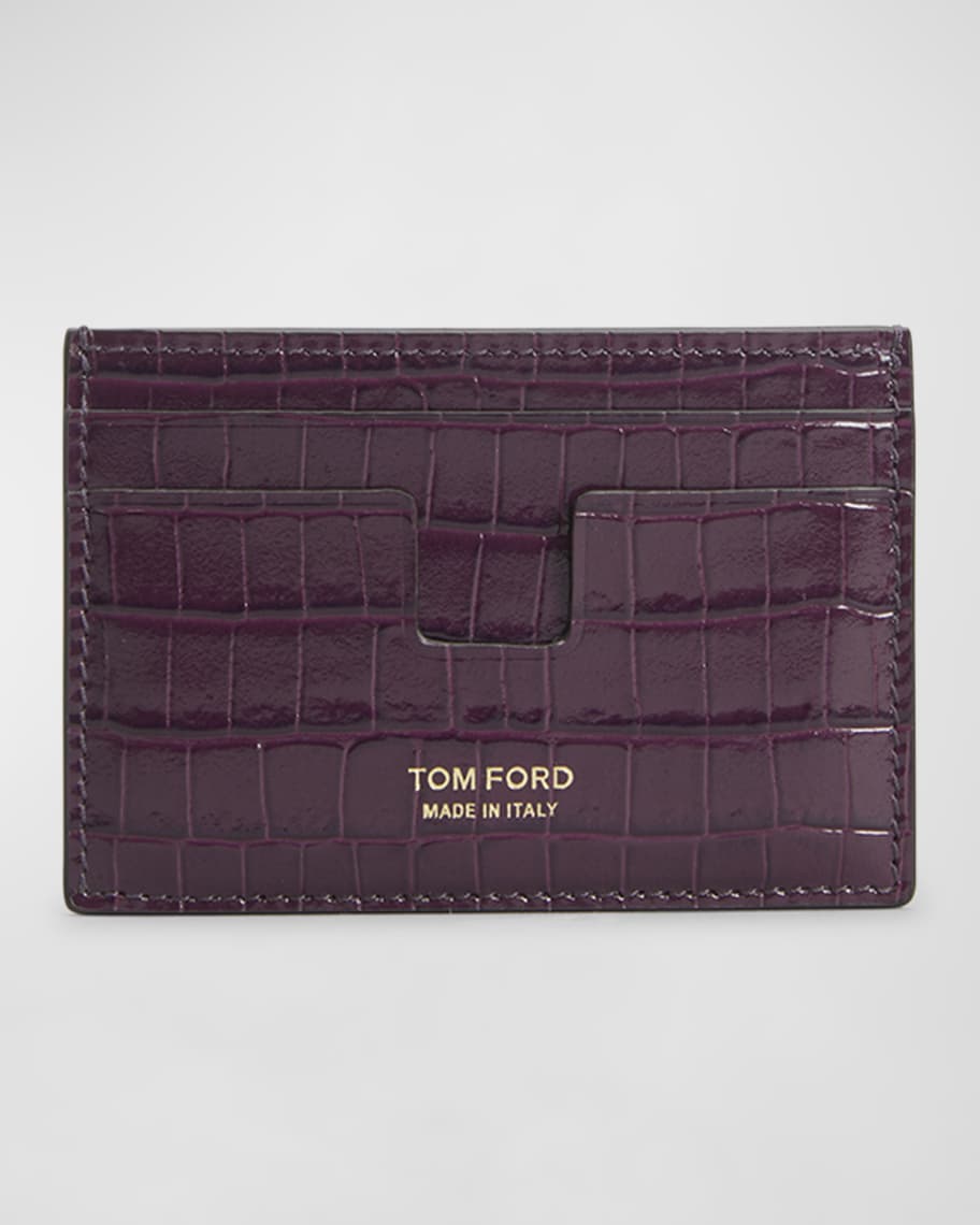 TOM FORD Men's Croc-Printed Leather T-Line Card Holder