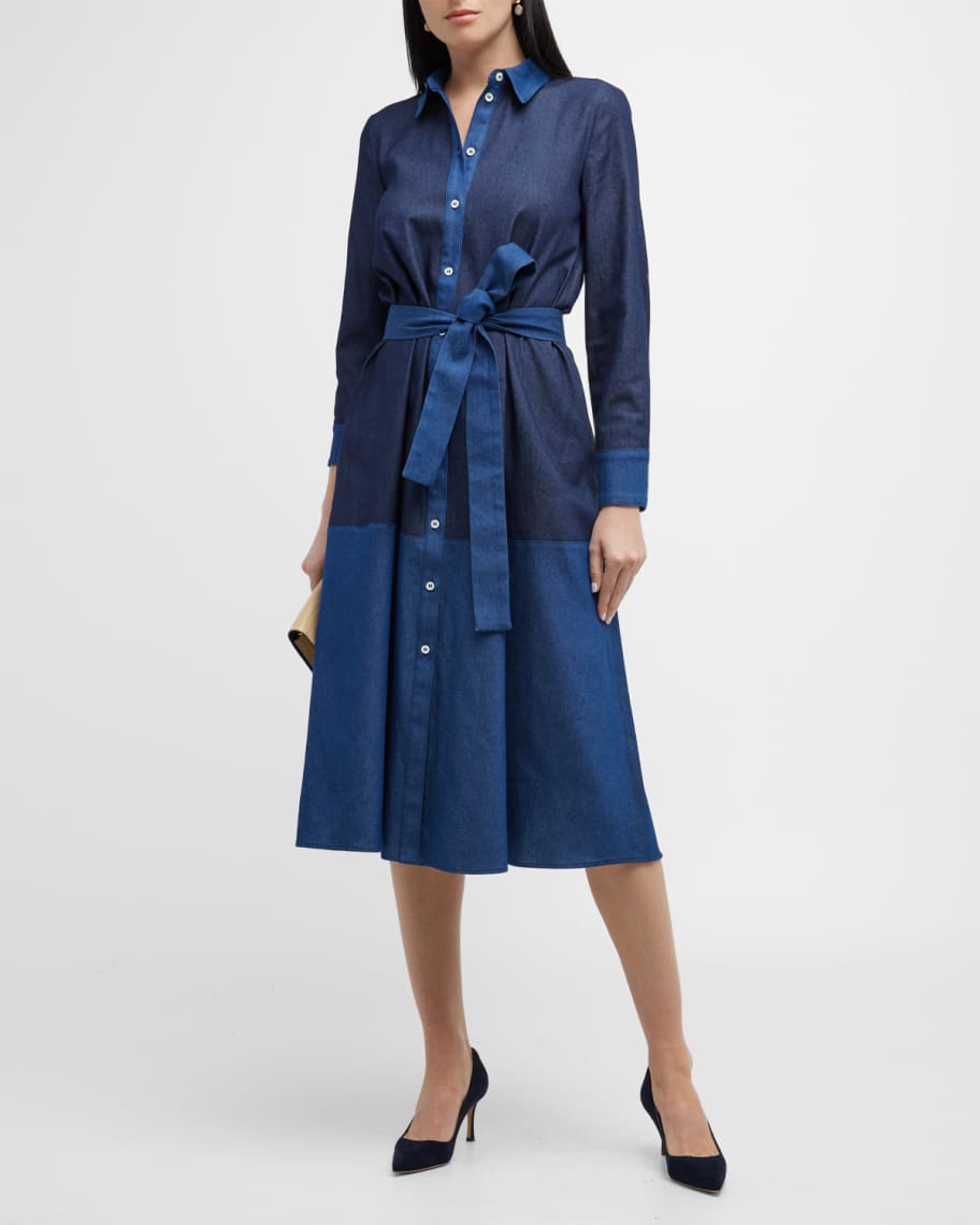 Carolina Herrera Seamed Denim Button-Front Shirtdress | Neiman Marcus