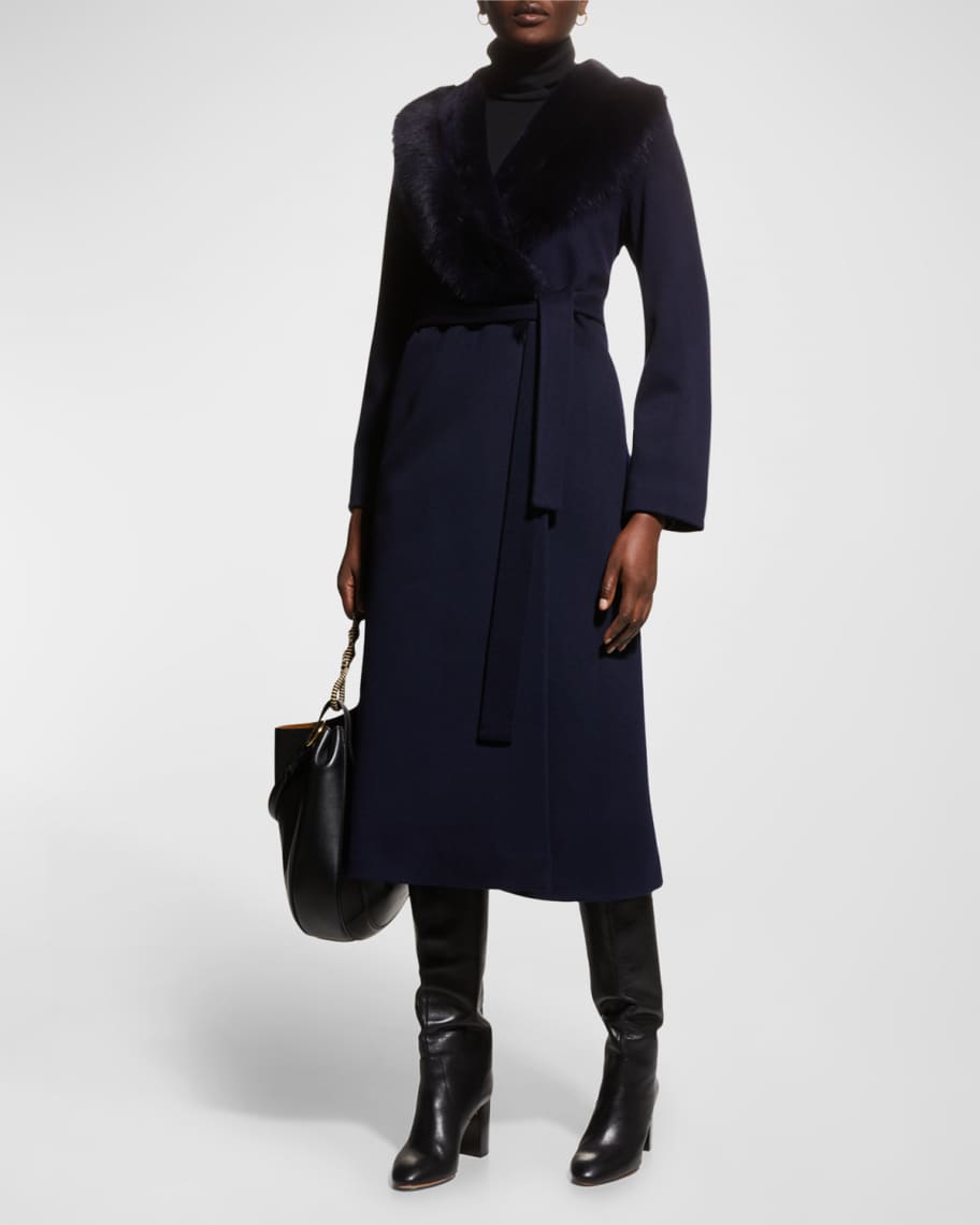 Fleurette Rory Shearling Trim Wrap Coat Neiman Marcus