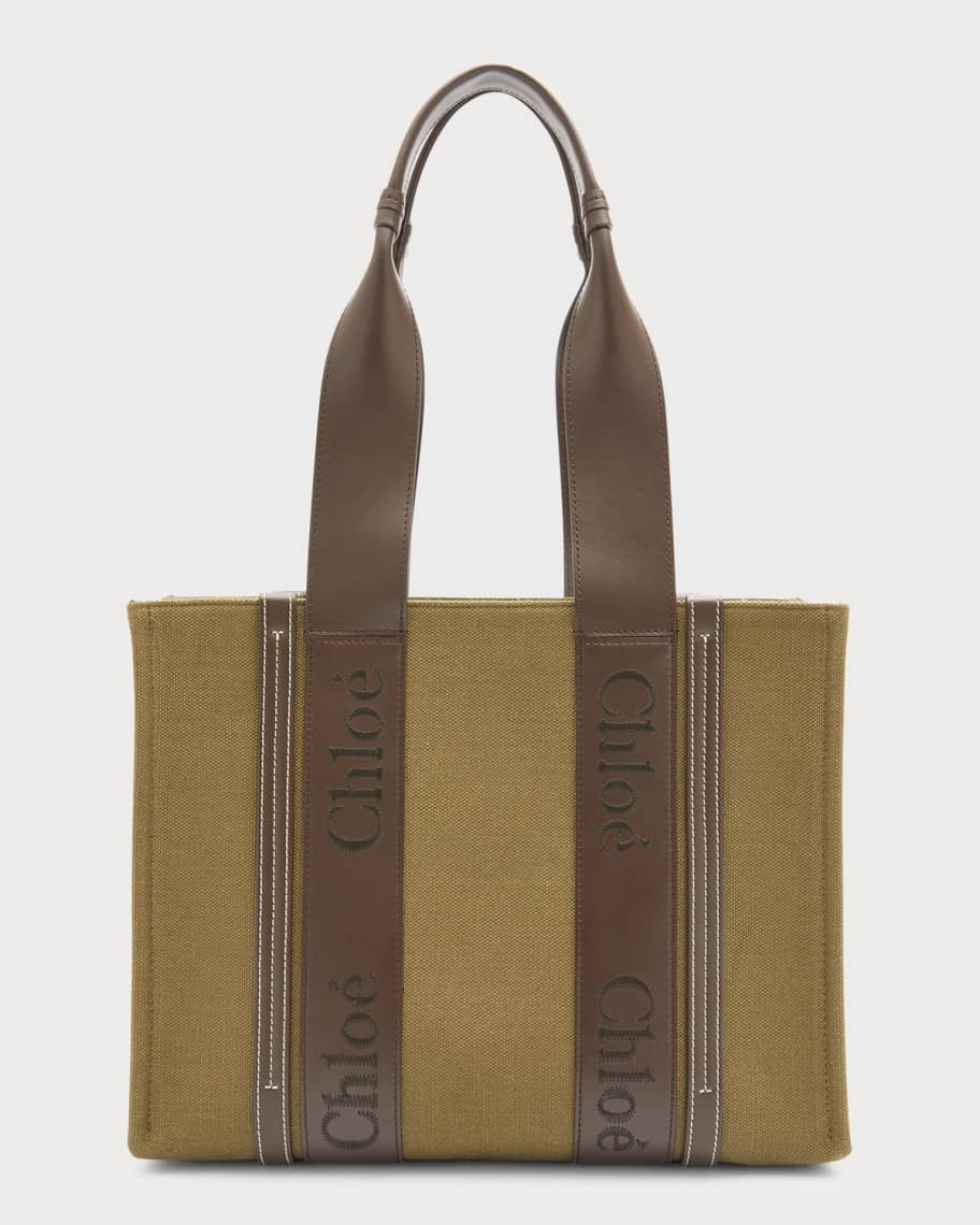 Chloe Woody Medium Tote Bag in Linen Neiman Marcus