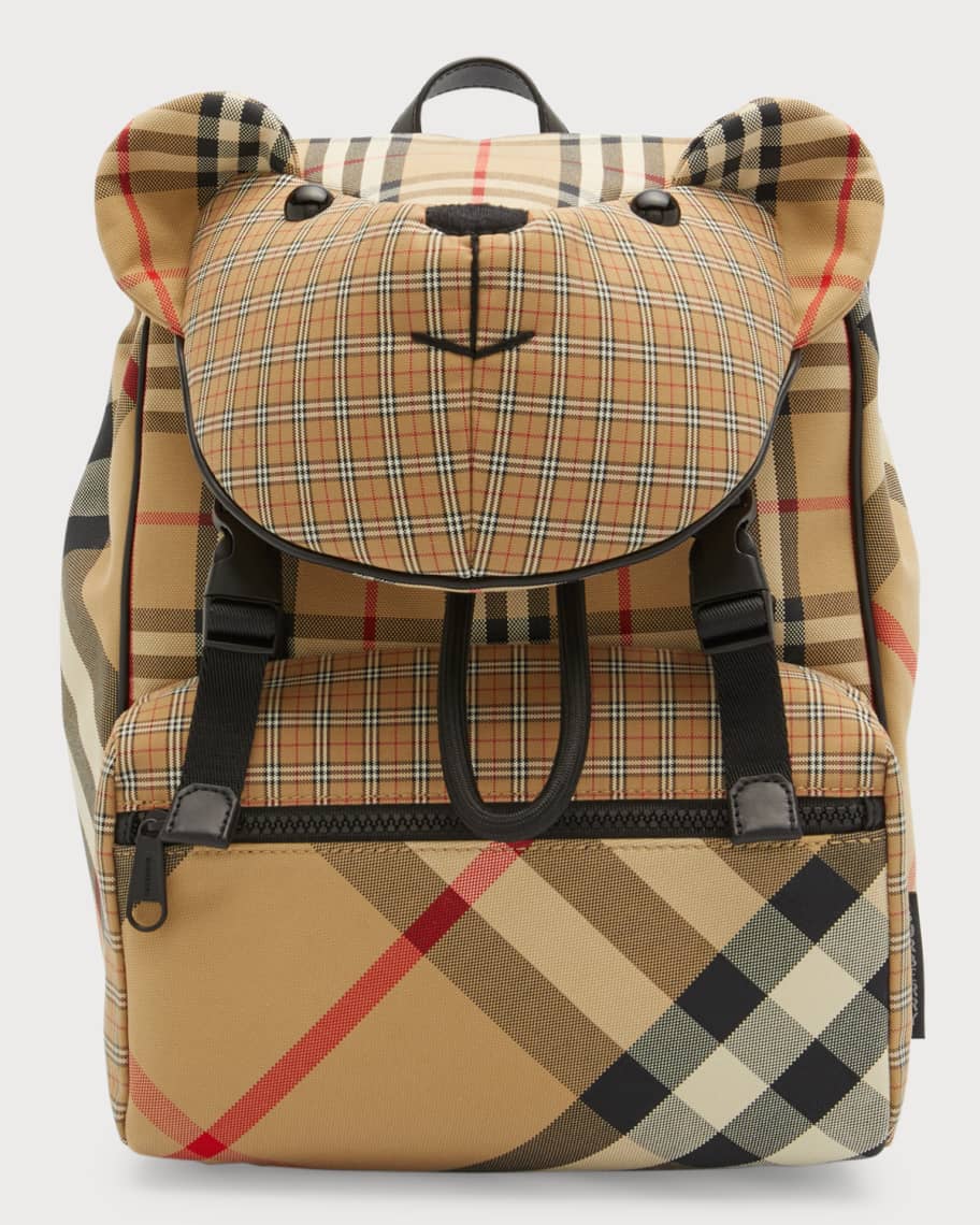 Burberry Kid's Thomas 3D Teddy Check-Print Backpack