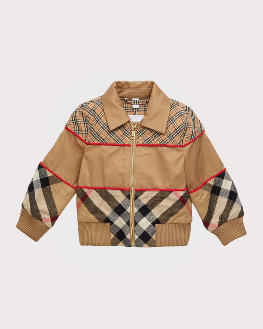 Burberry Boy's Liam MixedPrints Bomber Jacket, Size 12M2 Neiman Marcus