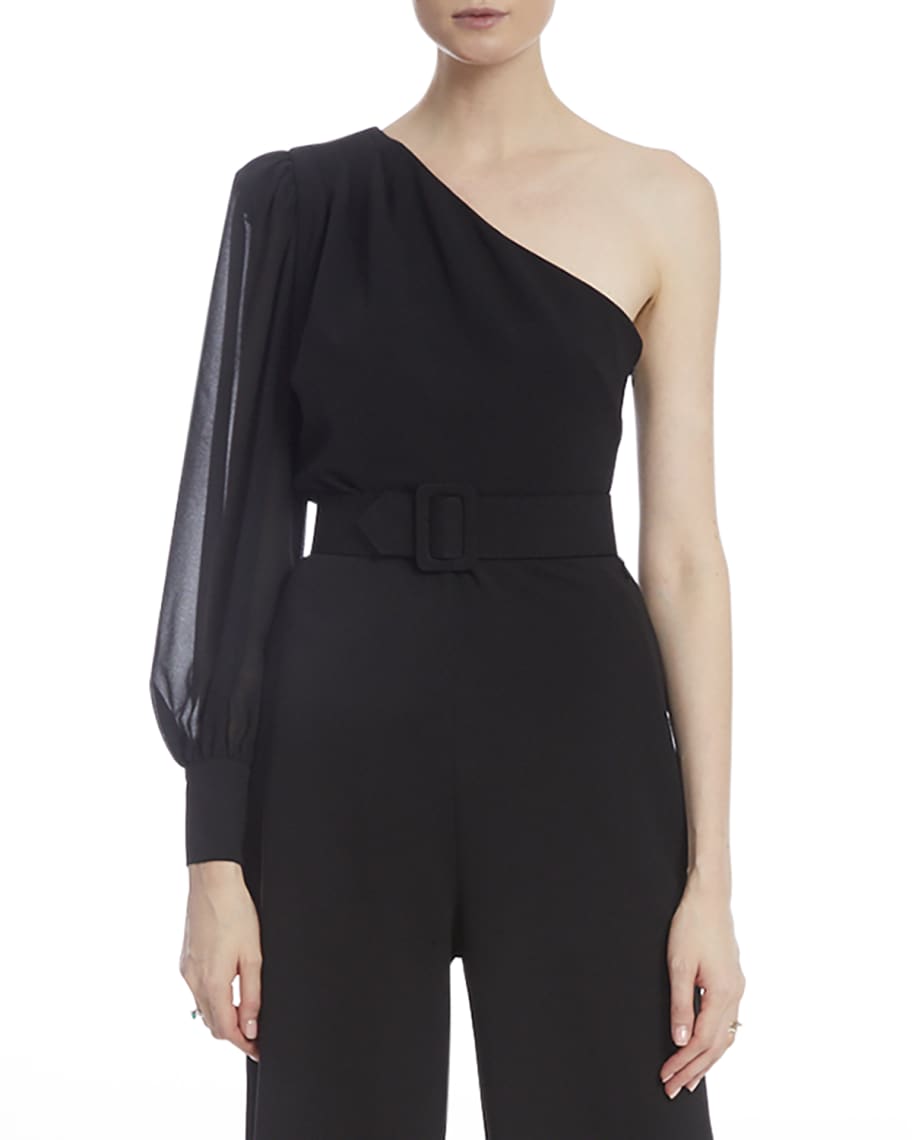 One33 Social Belted OneShoulder Jumpsuit Neiman Marcus