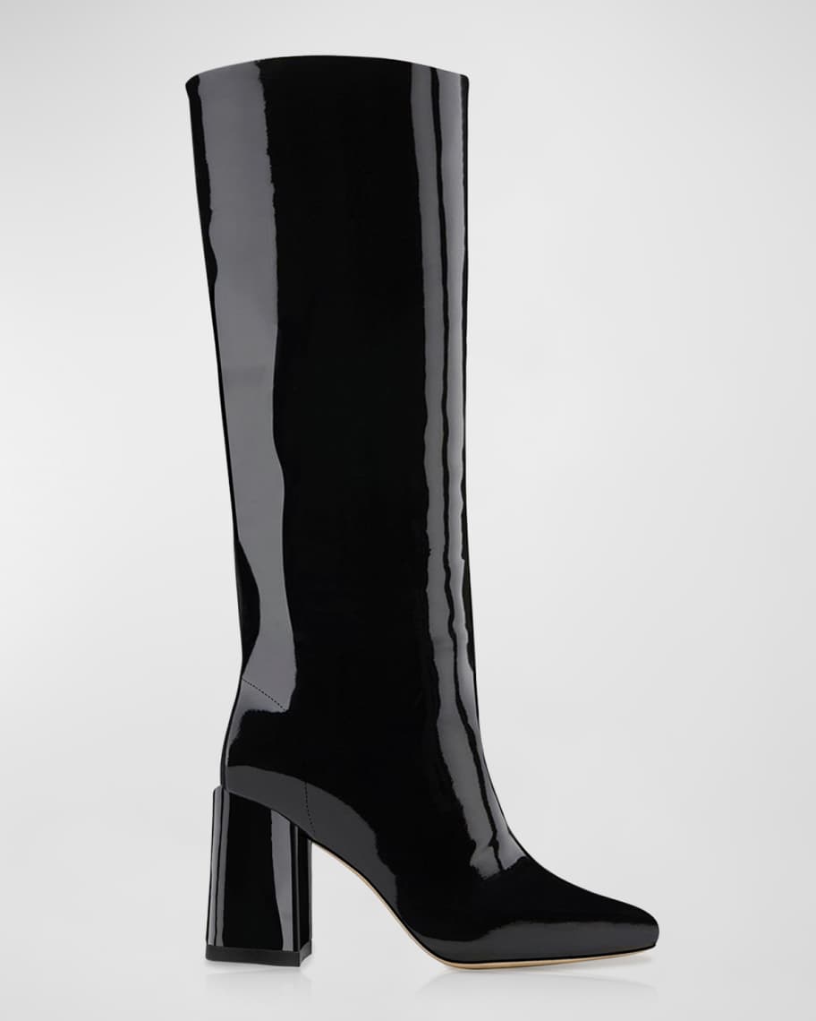 patent brogue chelsea boots