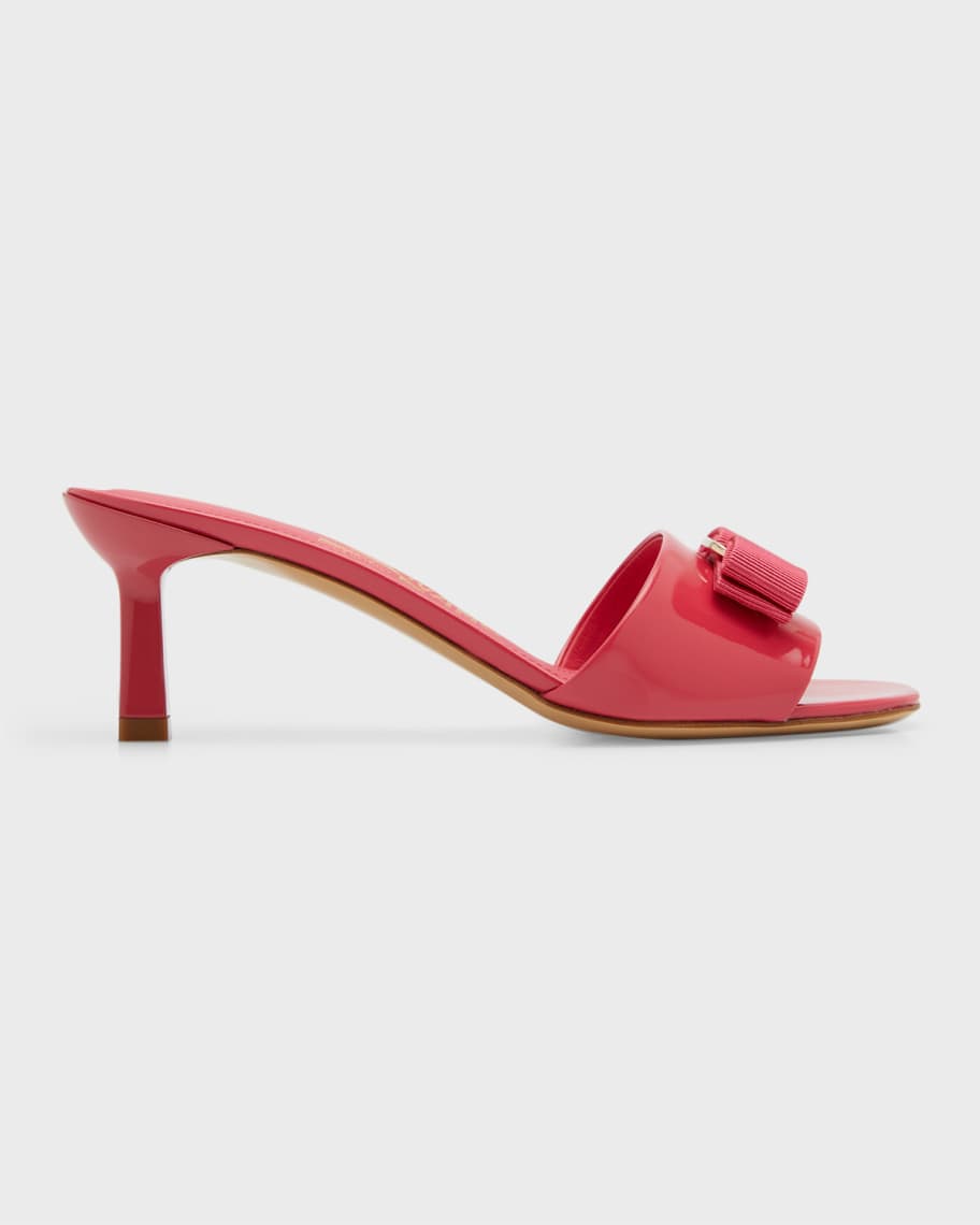 Ferragamo Glo Bow Patent Mule Sandals | Neiman Marcus