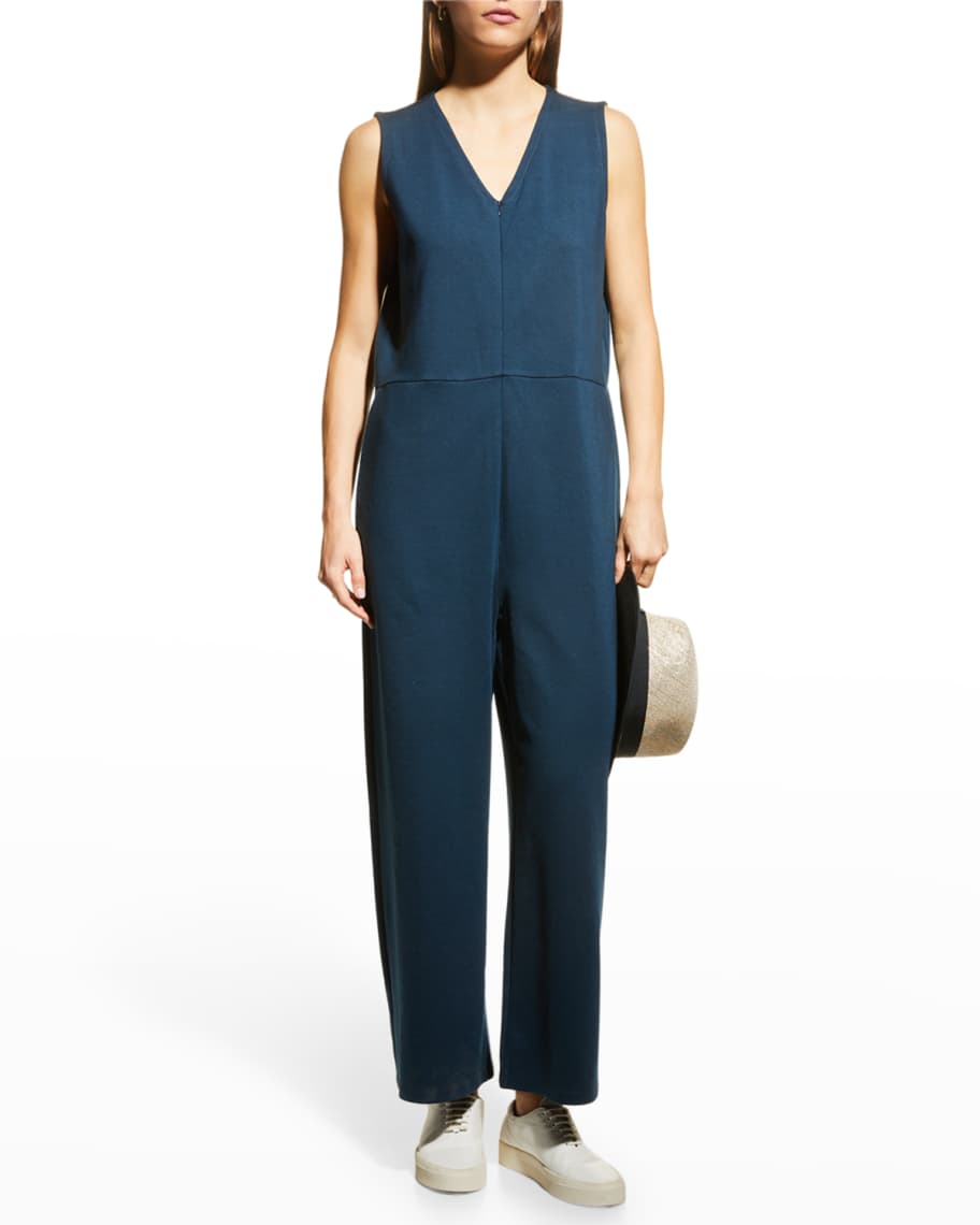 Eileen Fisher Cropped Zip-Front Jumpsuit | Neiman Marcus