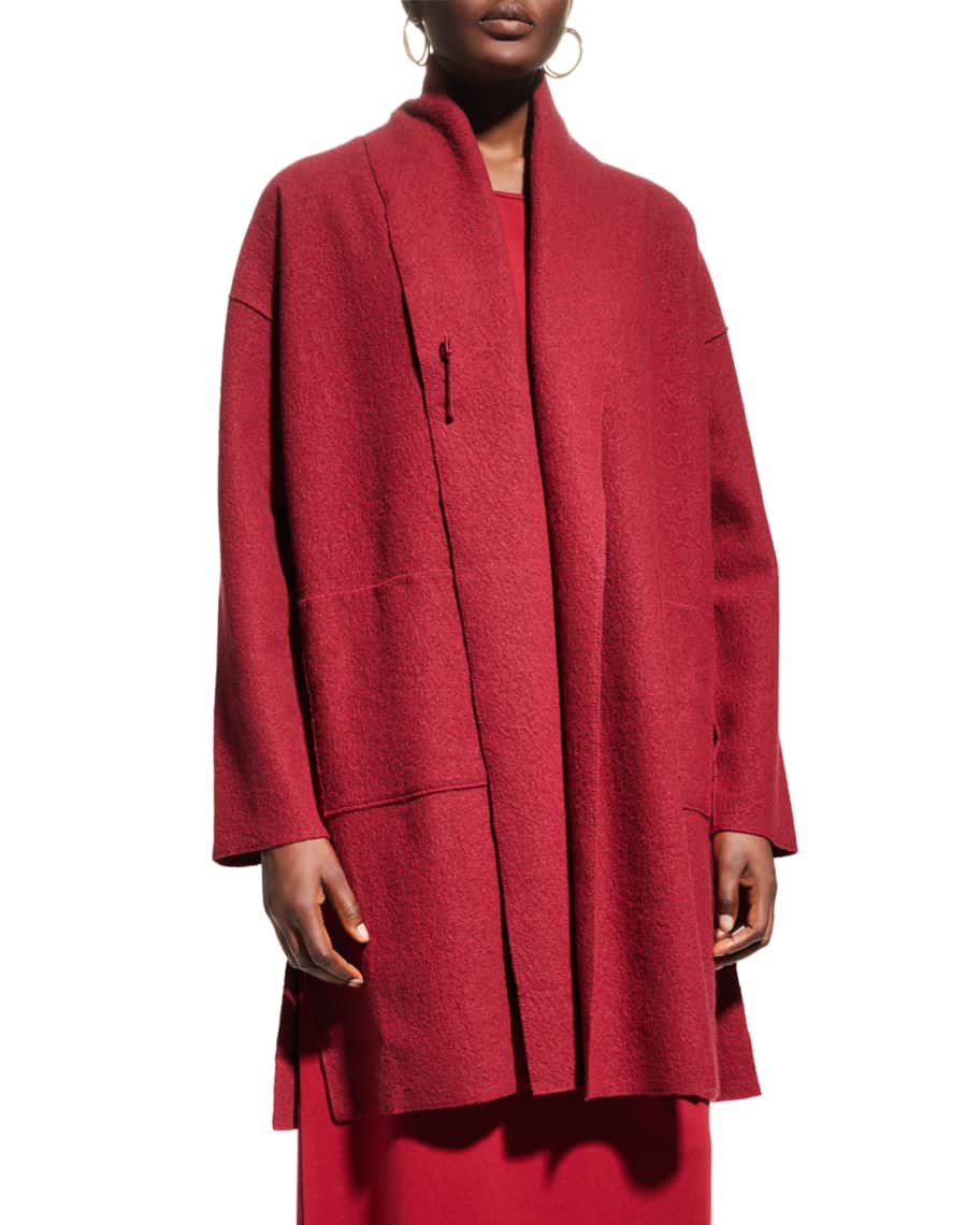 EILEEN FISHER Womens Green Pocketed Shawl-collar Quilted Winter Jacket Coat