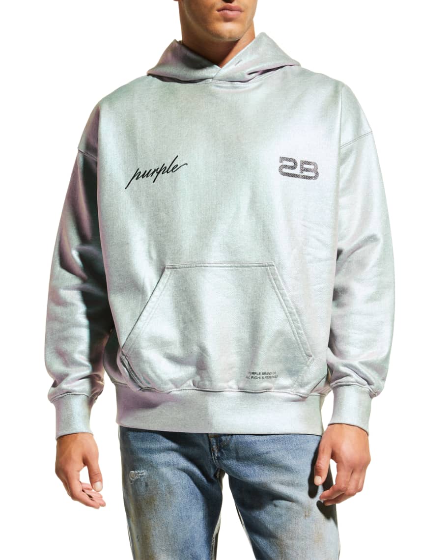 PURPLE Men's Script Pullover Hoodie | Neiman Marcus