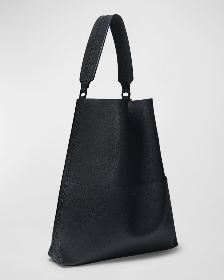 Image 2 of 4: Grained Leather Slim Tote Bag