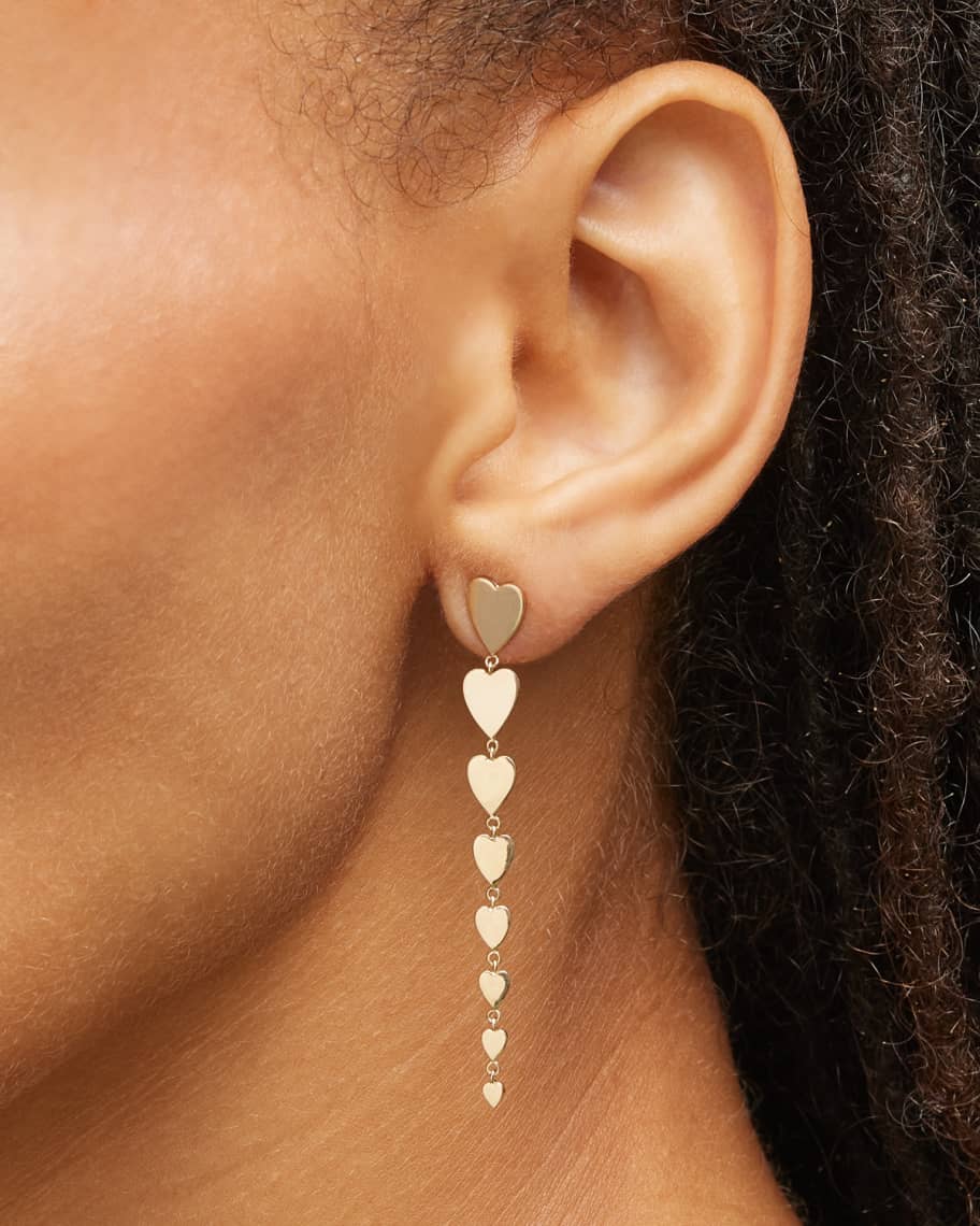 Image 2 of 5: Graduating Linear Dangle Heart Earrings, 55mm