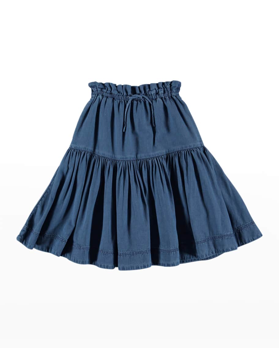 Molo Girl's Bente Tiered Chambray Skirt, Size 7-14 | Neiman Marcus