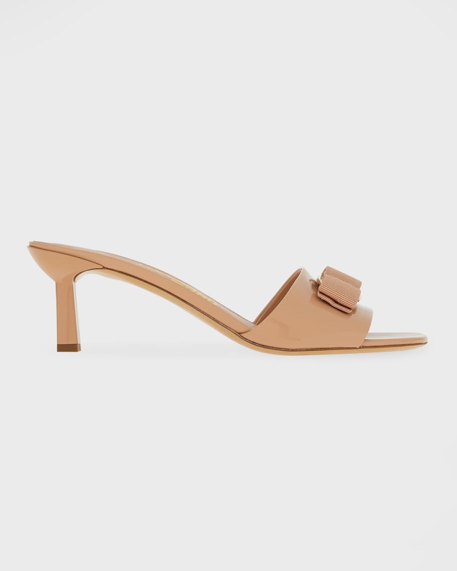 Ferragamo Glo Bow Patent Mule Sandals | Neiman Marcus
