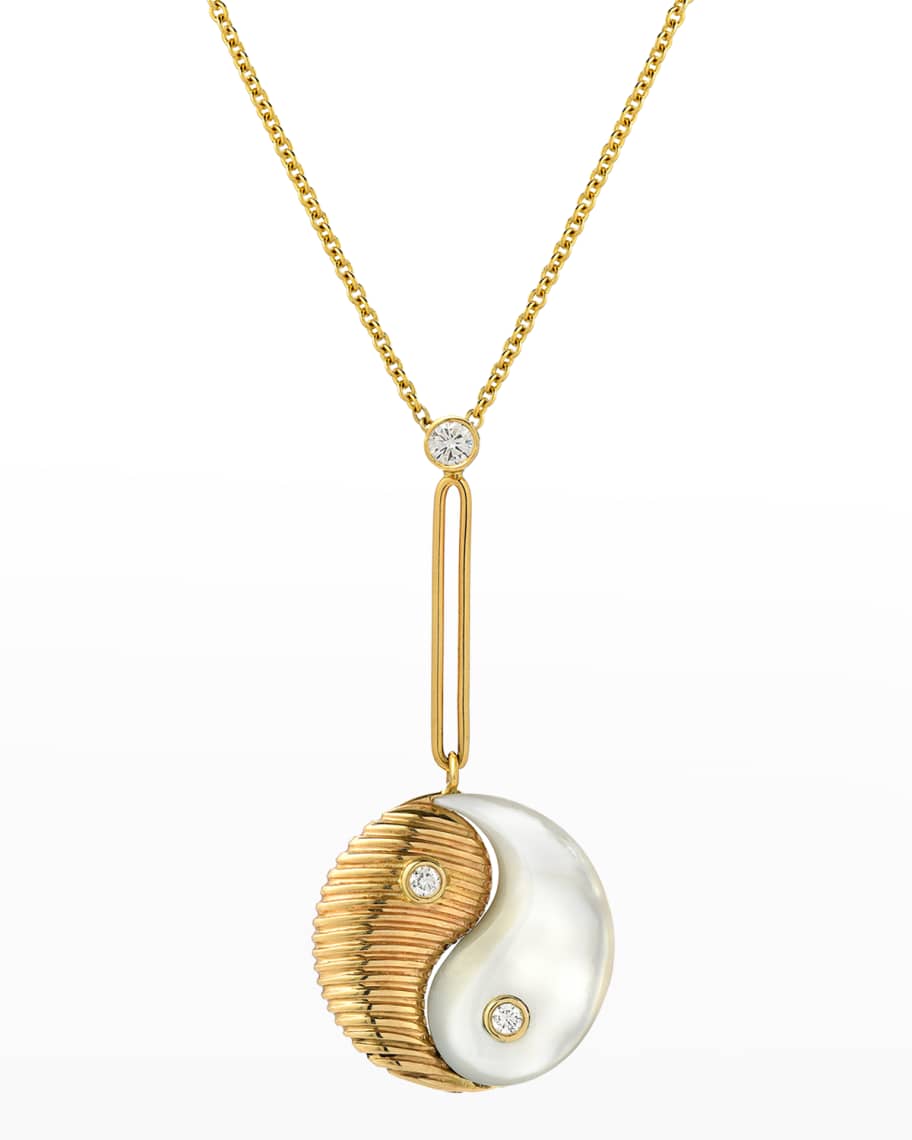 Retrouvai 14k Yellow Gold MotherofPearl Yin Yang Pendant Necklace