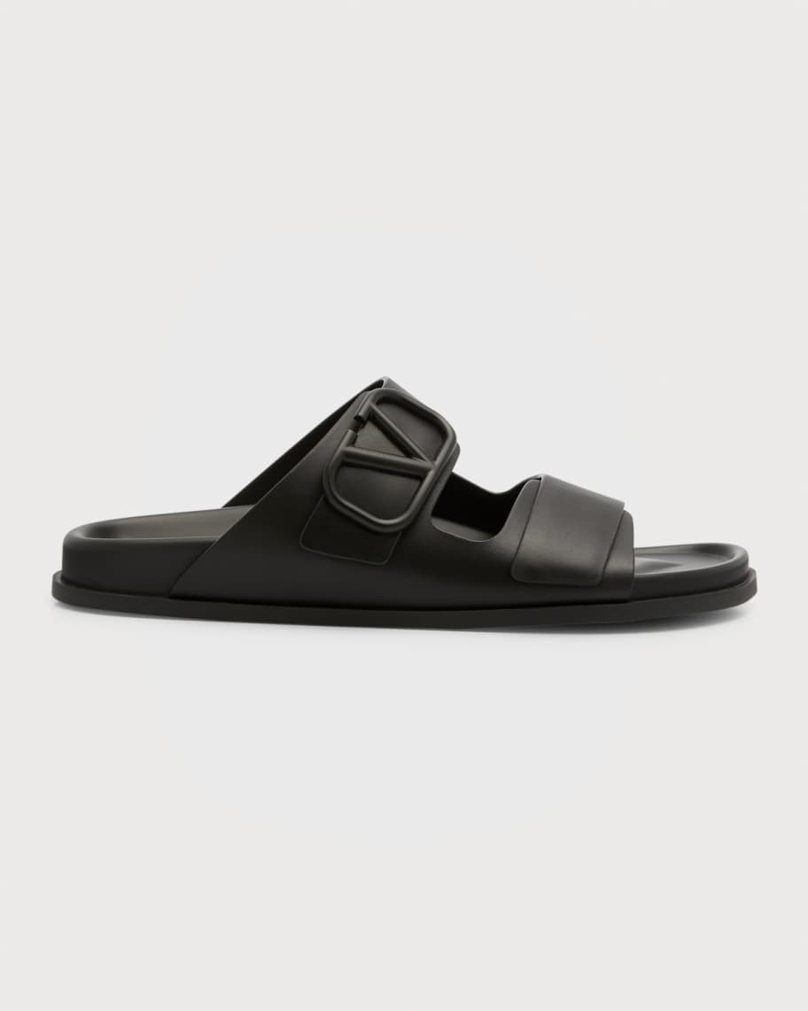 Valentino Garavani Men's Tonal V-Logo Slide Sandals | Neiman Marcus