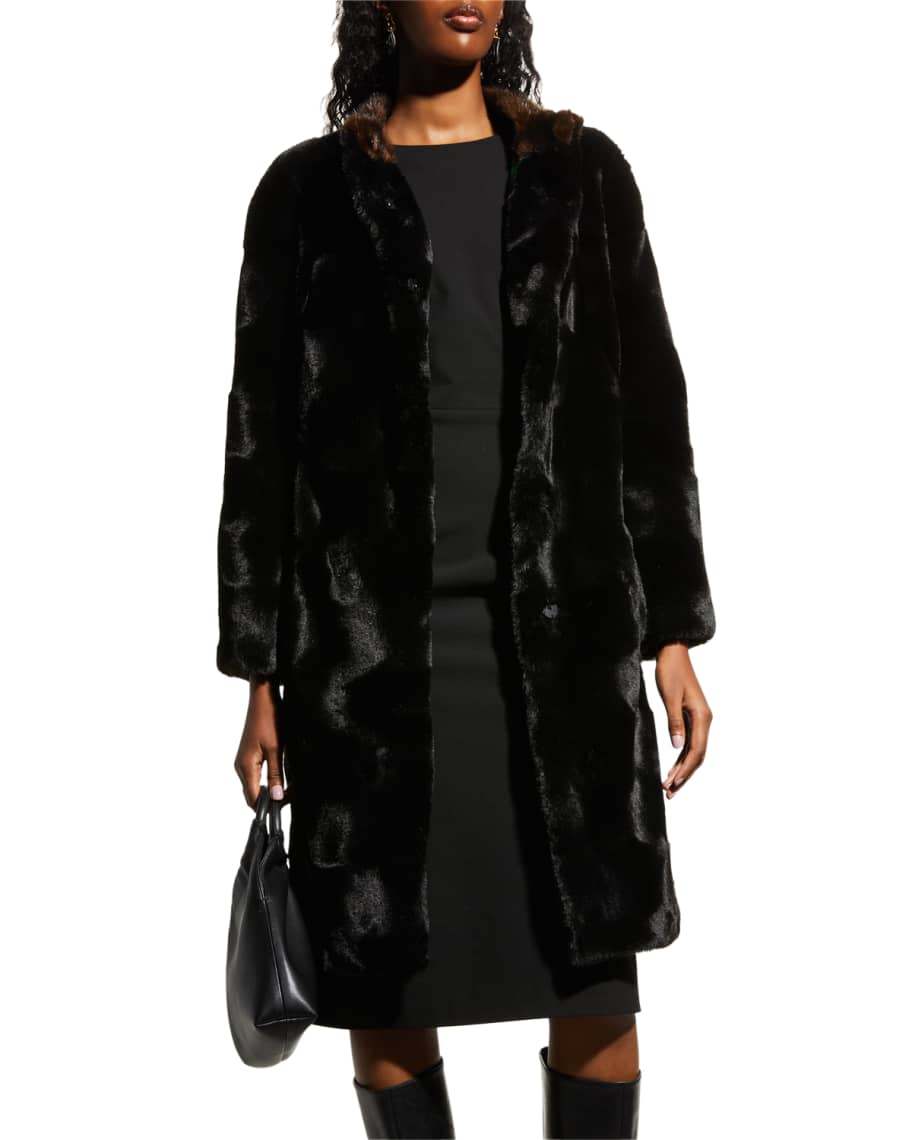 Alexa Black Military Faux Fur Trim Coat | SilkFred US