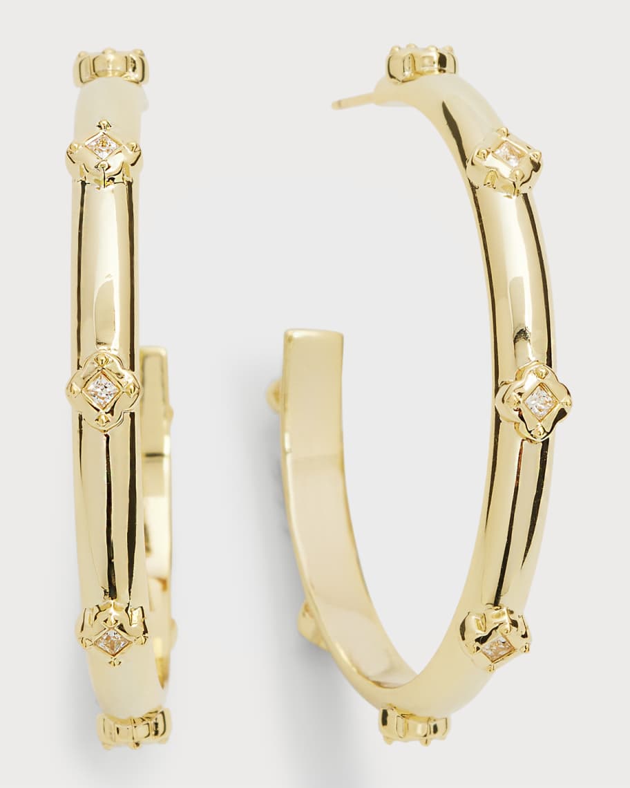 14k Gold Medium Thick Hoop Earrings - Zoe Lev Jewelry