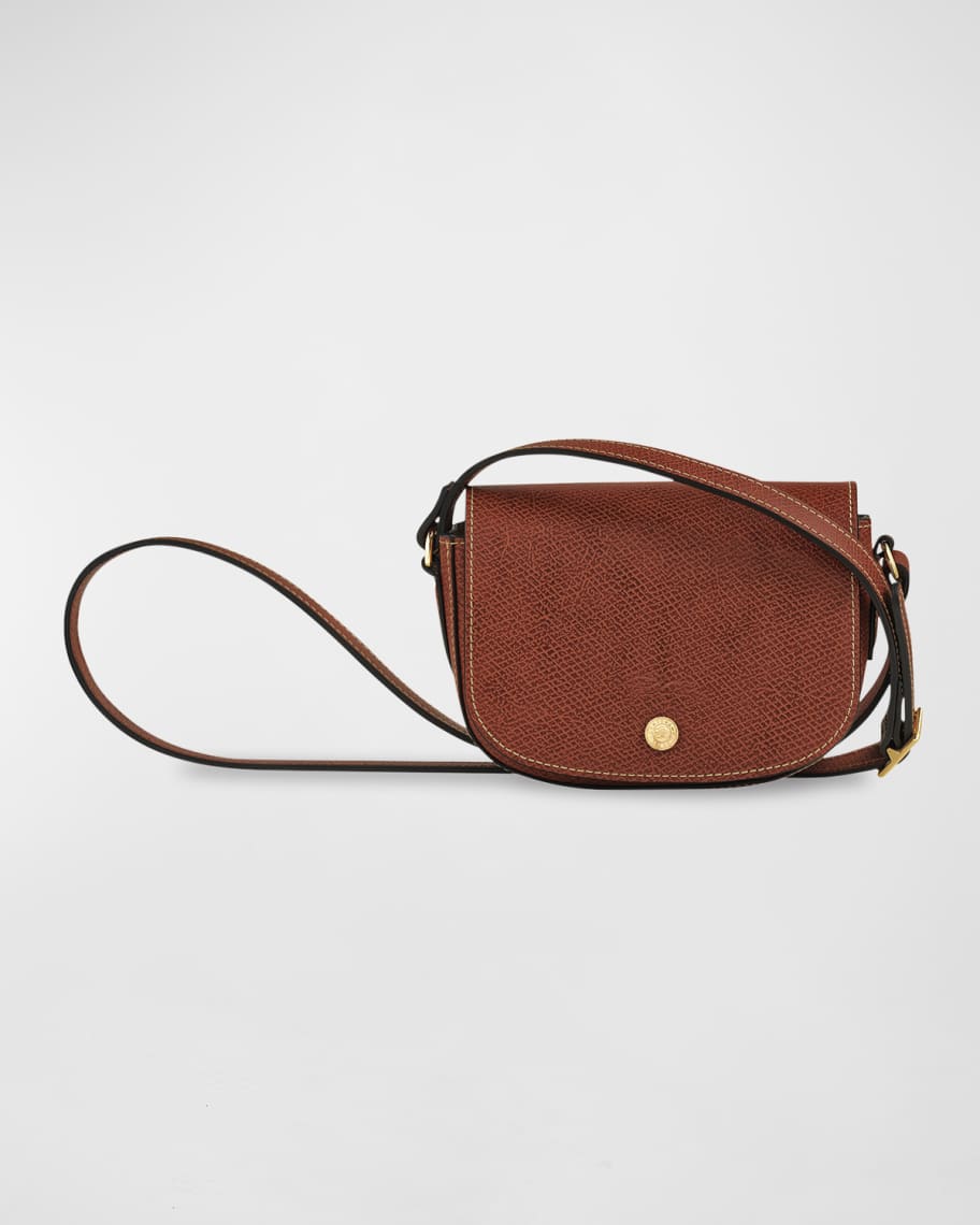 Longchamp Vintage Messenger Bag Shoulder Strap Leather Granulated Brown