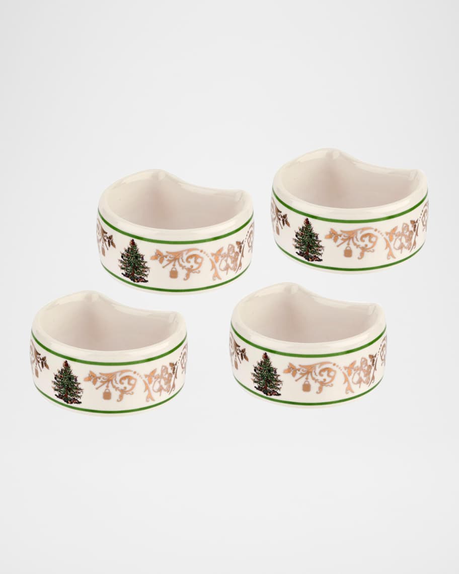 Christmas Tree Gold Napkin Rings, Set of 4