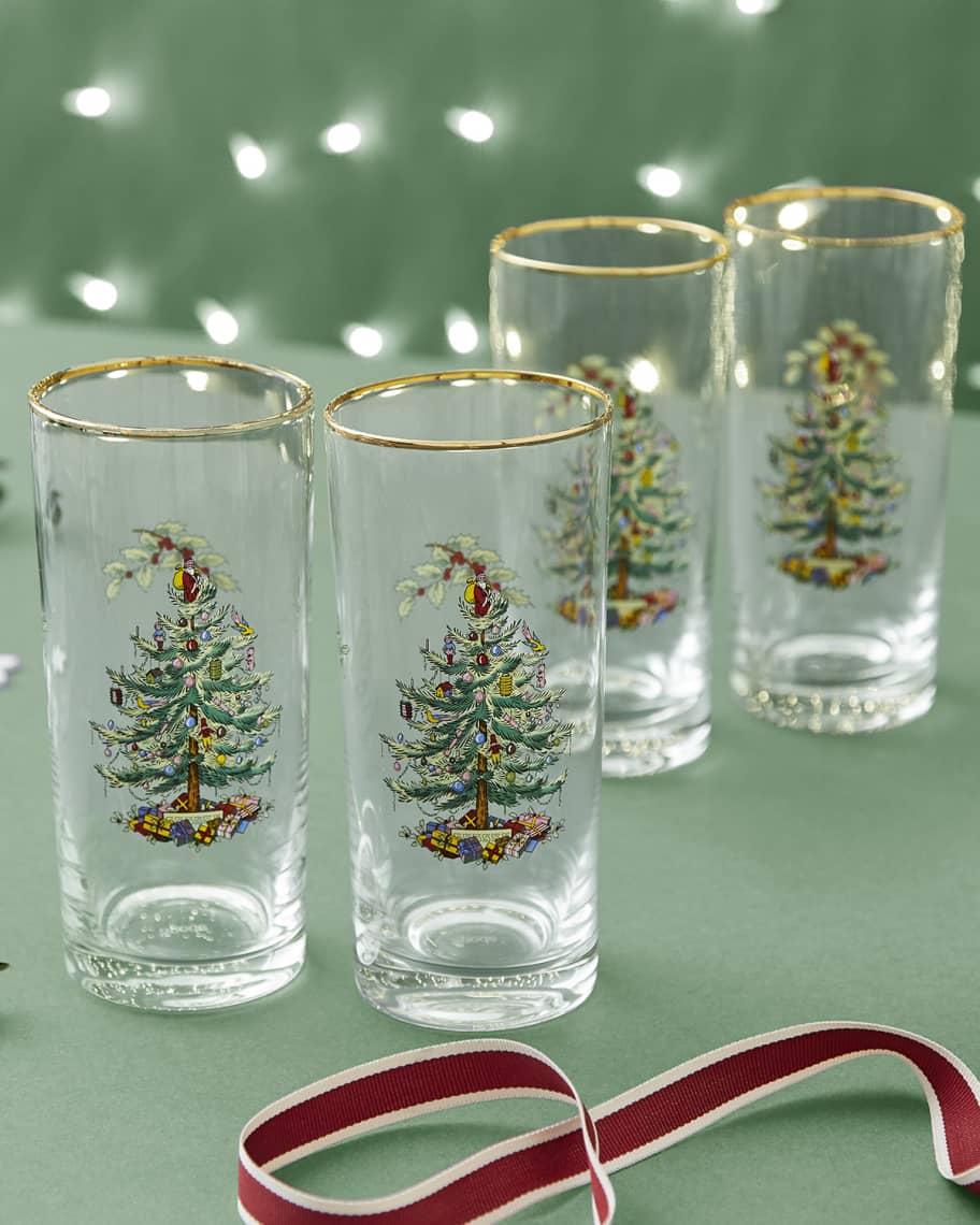 4-Piece Christmas Tree Glass Hiball Drinkware Set
