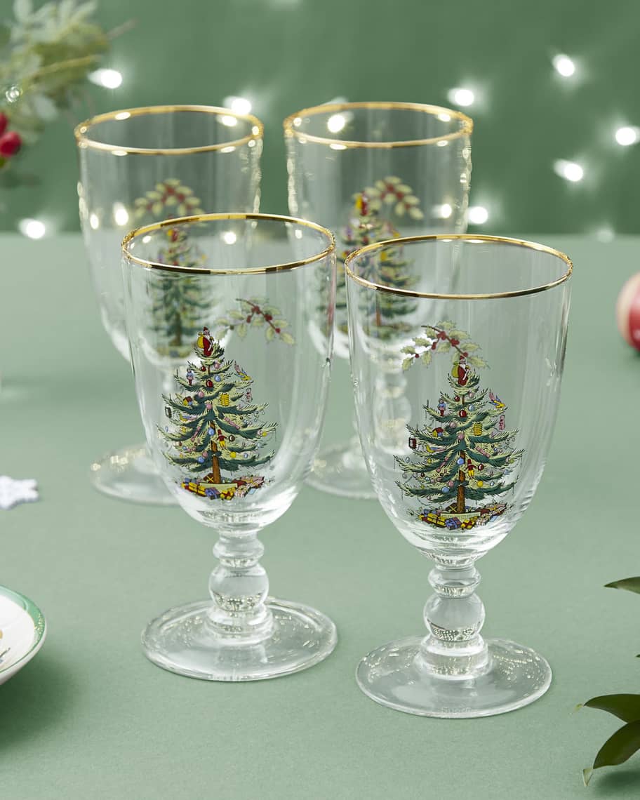 Spode Christmas Tree Pedestal Goblets, Set of 4