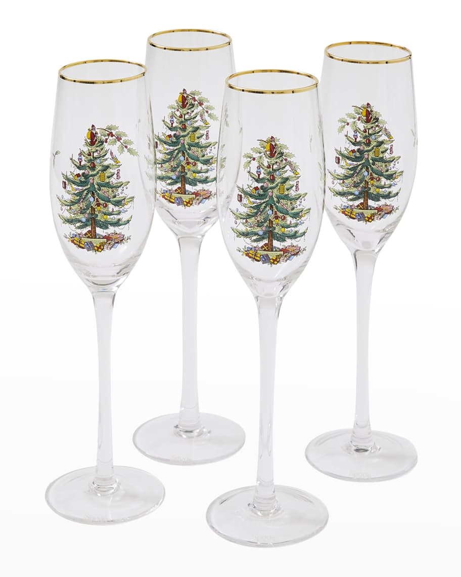  Spode Blue Italian Champagne Flutes